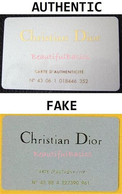 christian dior authenticity card.